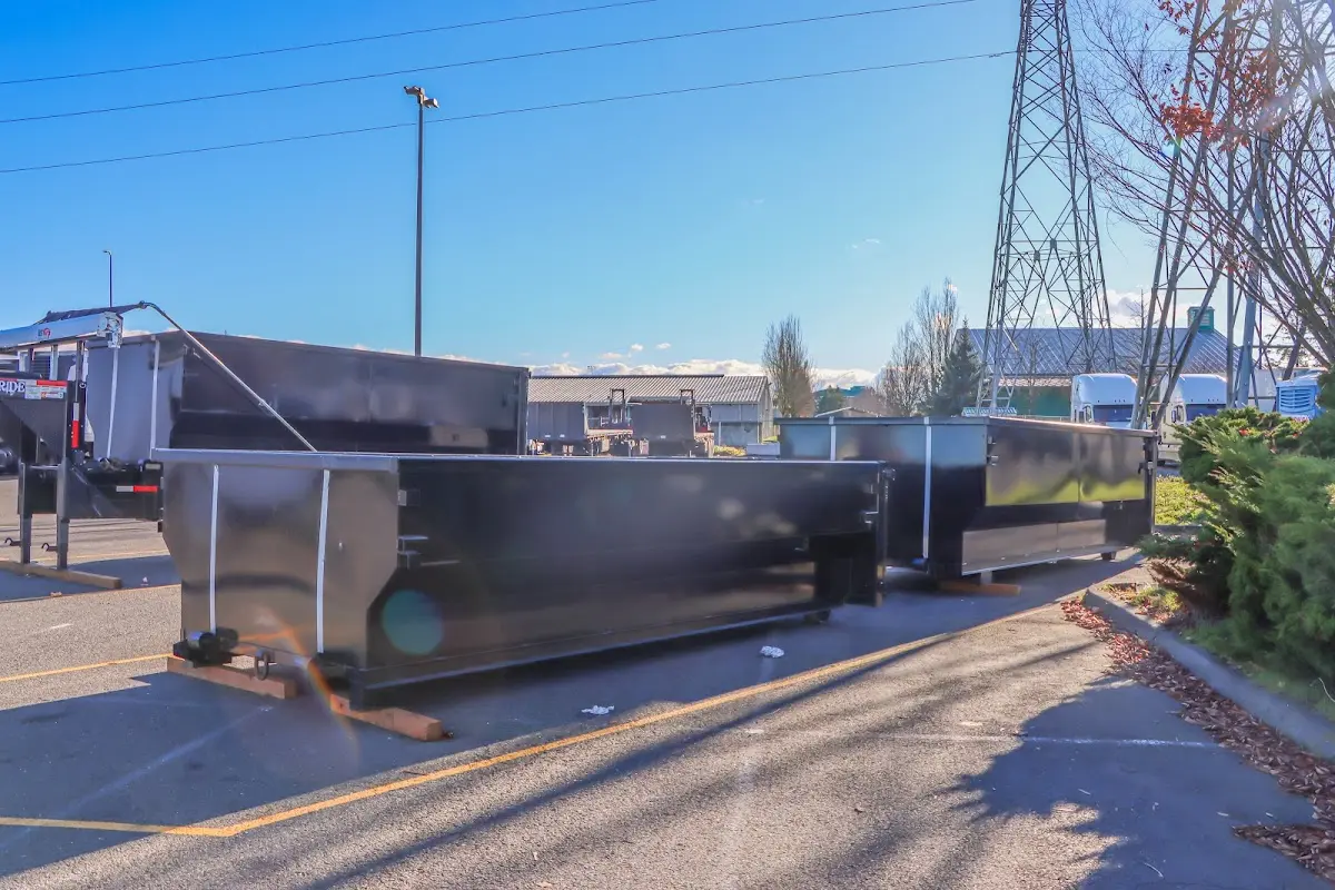 Roll-off dumpster ready for waste disposal at job site for Cleanout Dumpster Rental in Kearny
